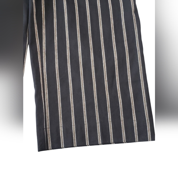 J. Jill Emilie Linen Stretch Paperbag Waist Black Stripe Petite Crop Pants - Picture 9 of 11